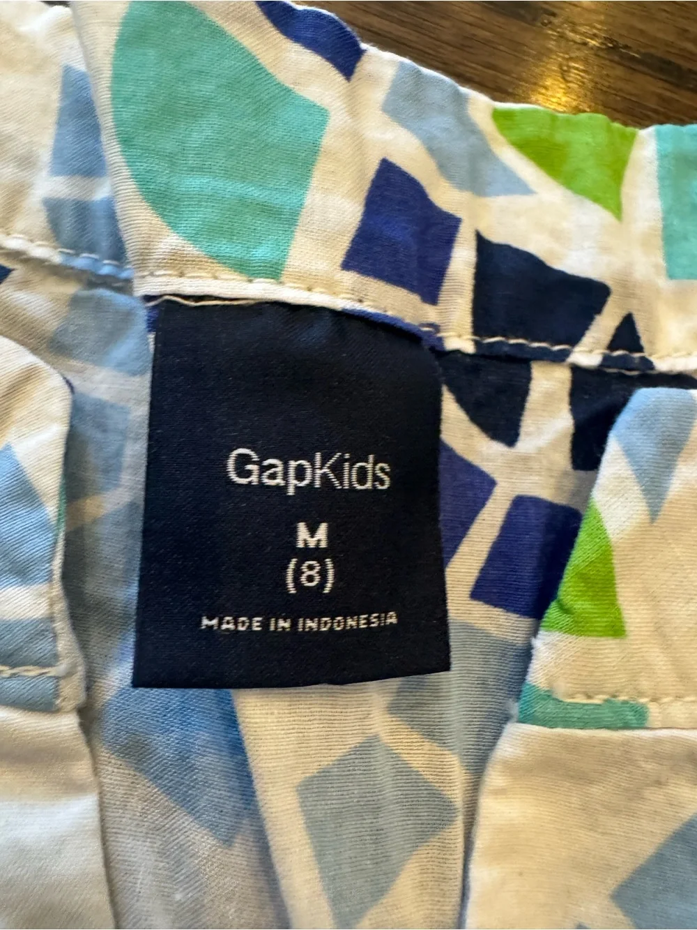 GAP White Tunic Coverup with Blue and Green Mosaic